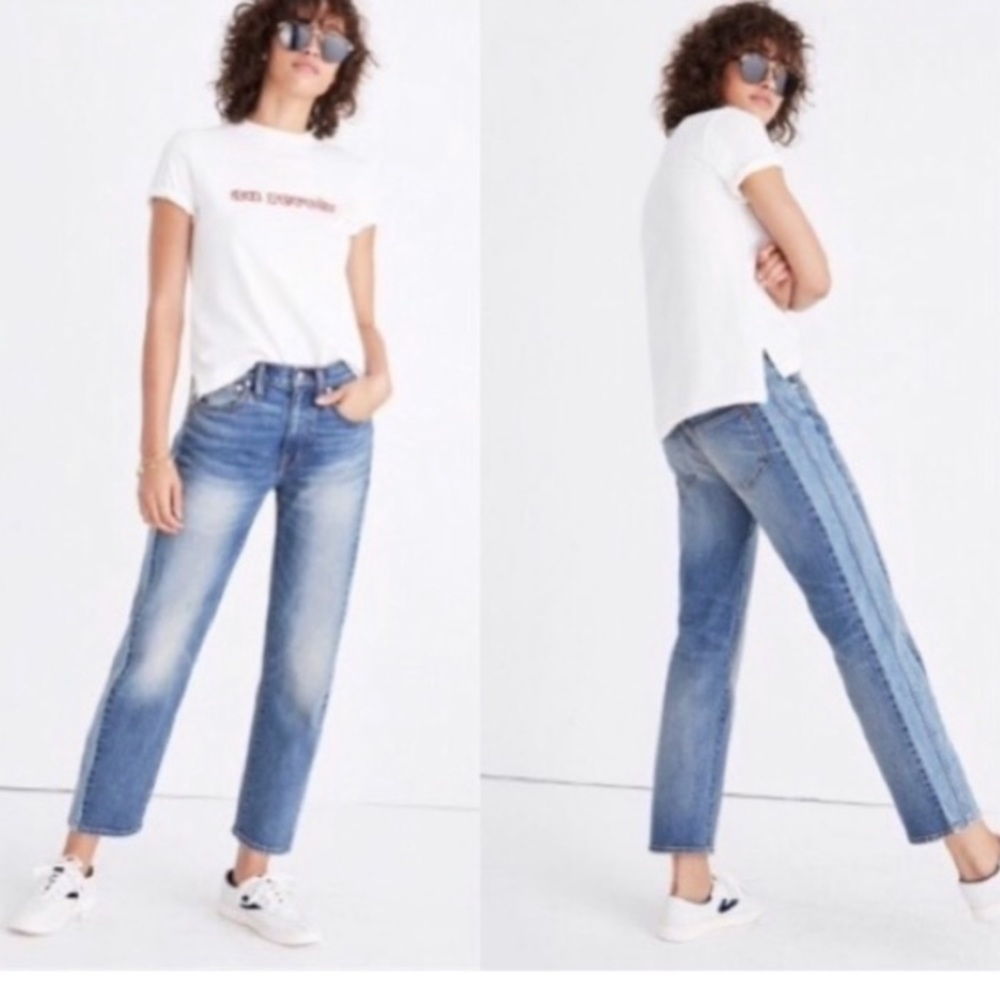Madewell cruiser straight two toned jeans